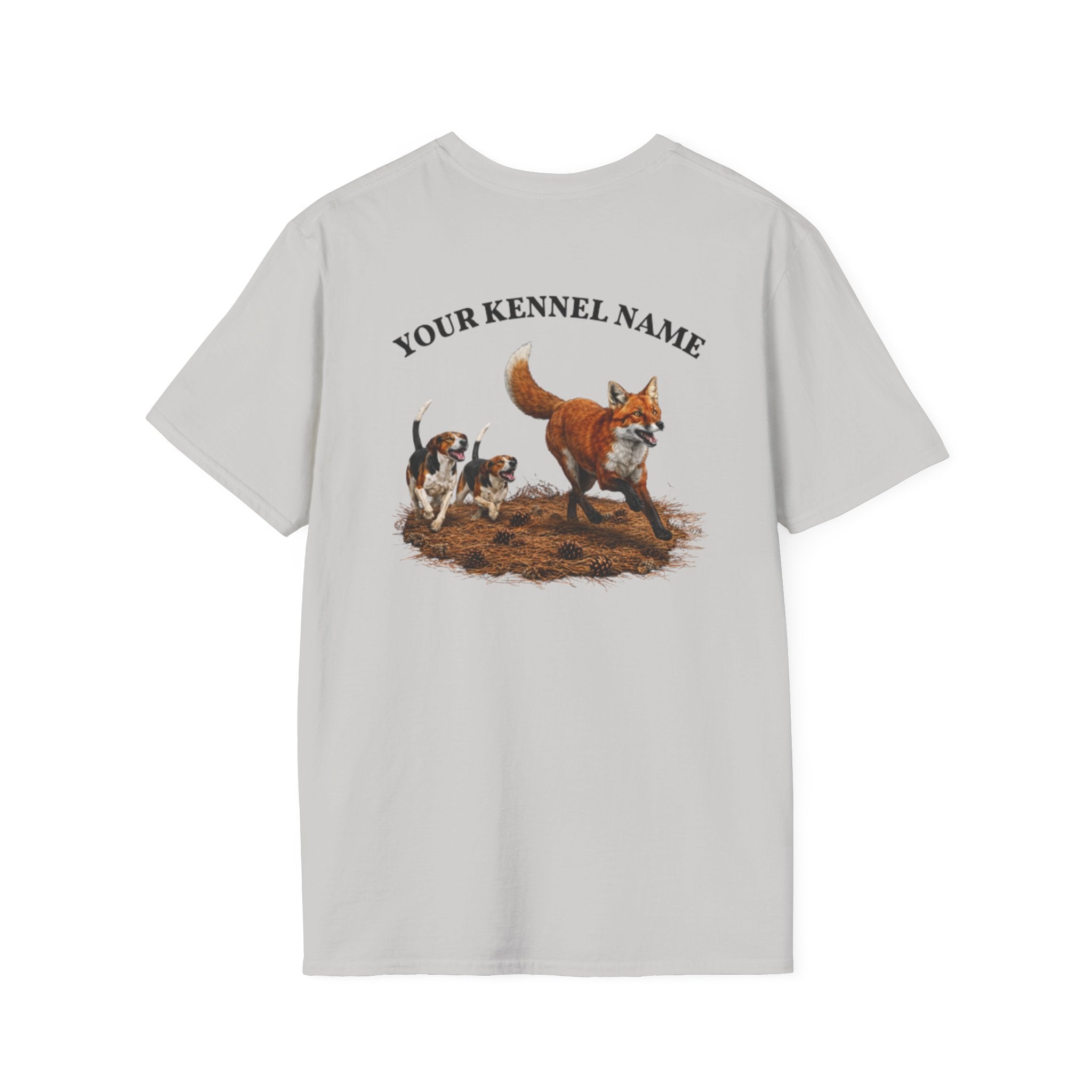 Hounds Chasing Fox on Pine Straw - Custom Kennel T-Shirts