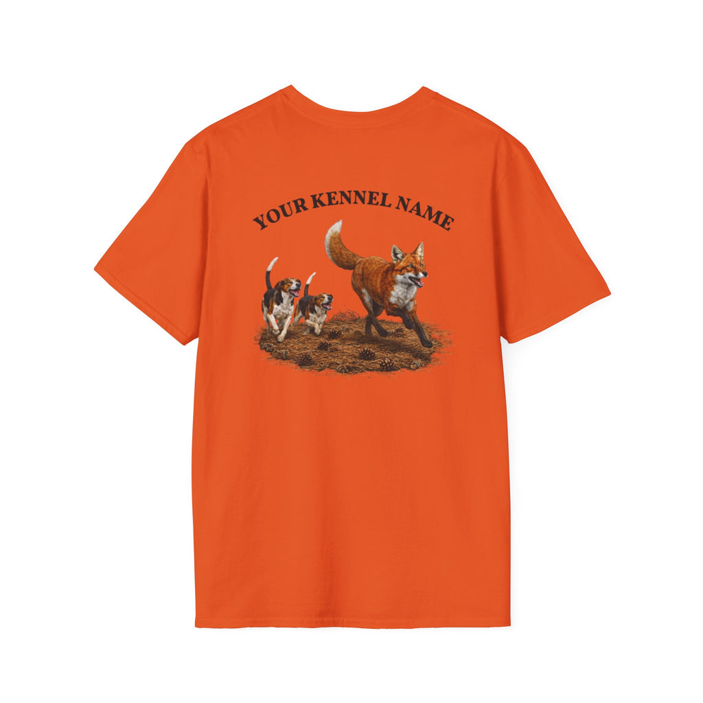 Hounds Chasing Fox on Pine Straw - Custom Kennel T-Shirts