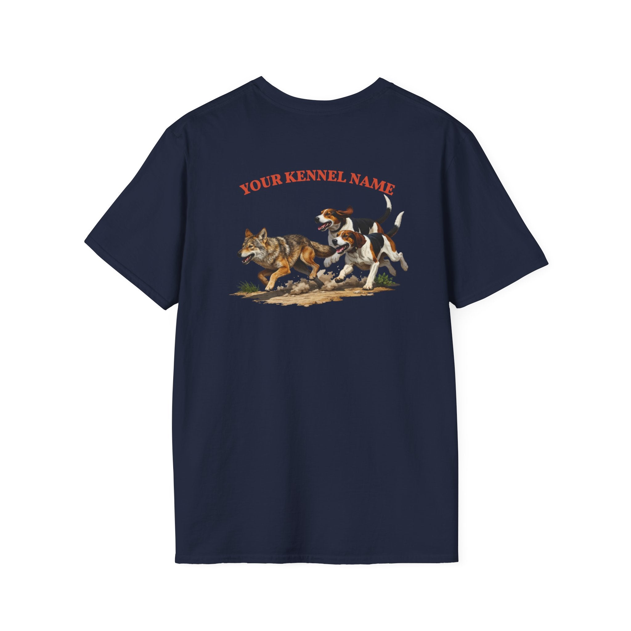 Hounds Chasing Coyote on Dirt Road - Custom Kennel T-Shirts