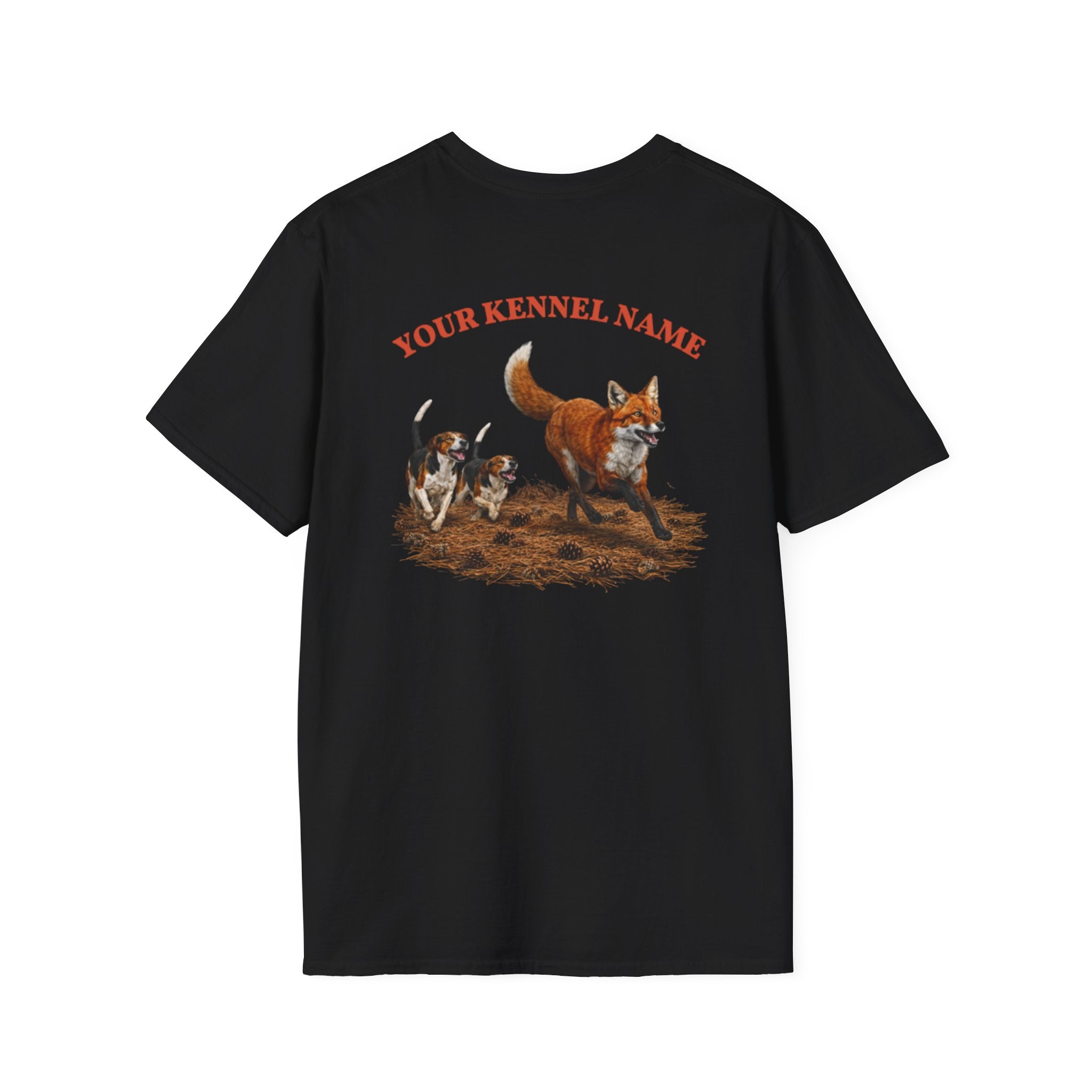 Hounds Chasing Fox on Pine Straw - Custom Kennel T-Shirts