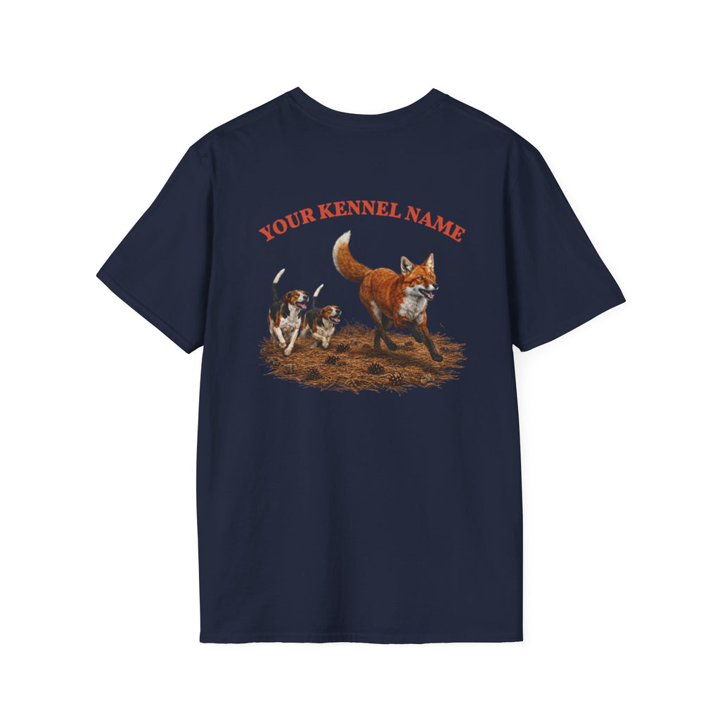 Hounds Chasing Fox on Pine Straw - Custom Kennel T-Shirts