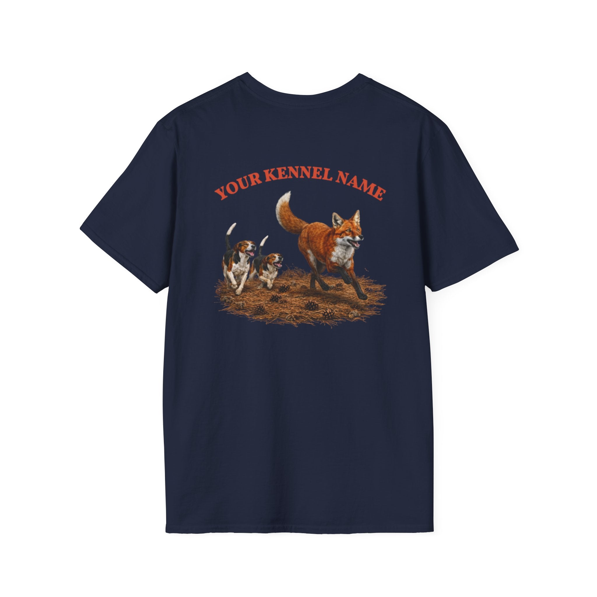 Hounds Chasing Fox on Pine Straw - Custom Kennel T-Shirts