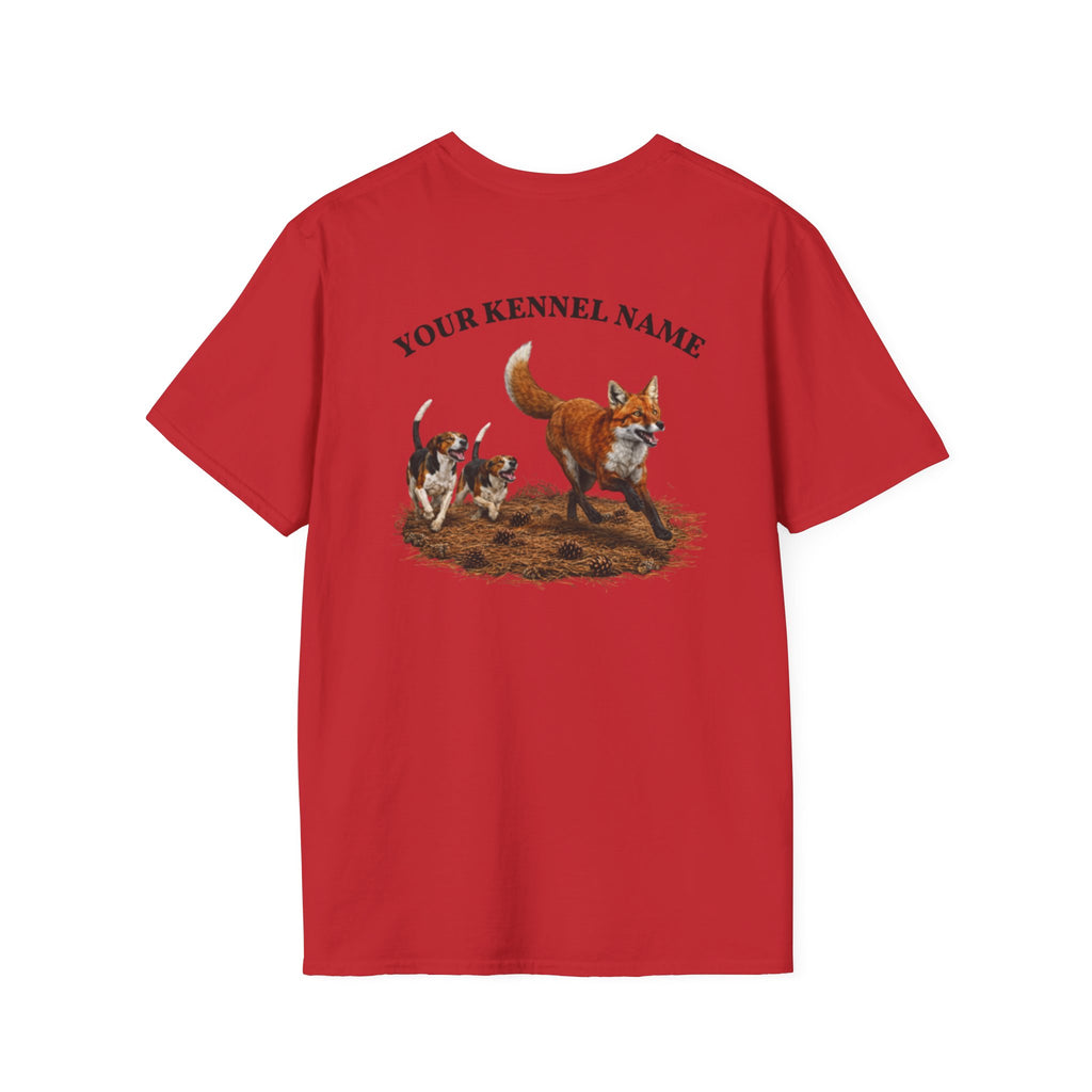 Hounds Chasing Fox on Pine Straw - Custom Kennel T-Shirts