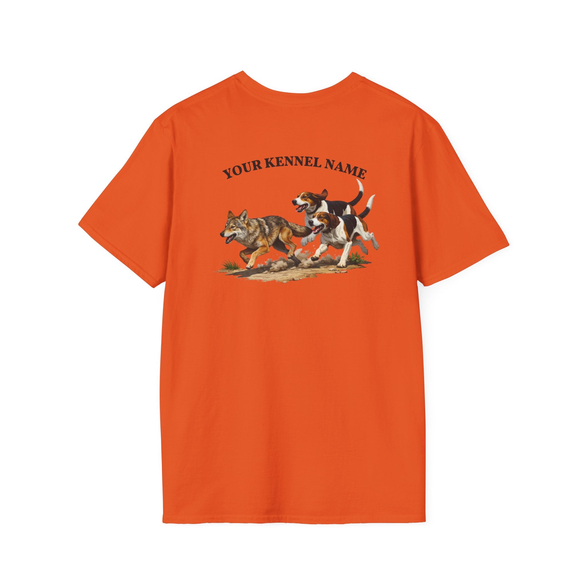 Hounds Chasing Coyote on Dirt Road - Custom Kennel T-Shirts