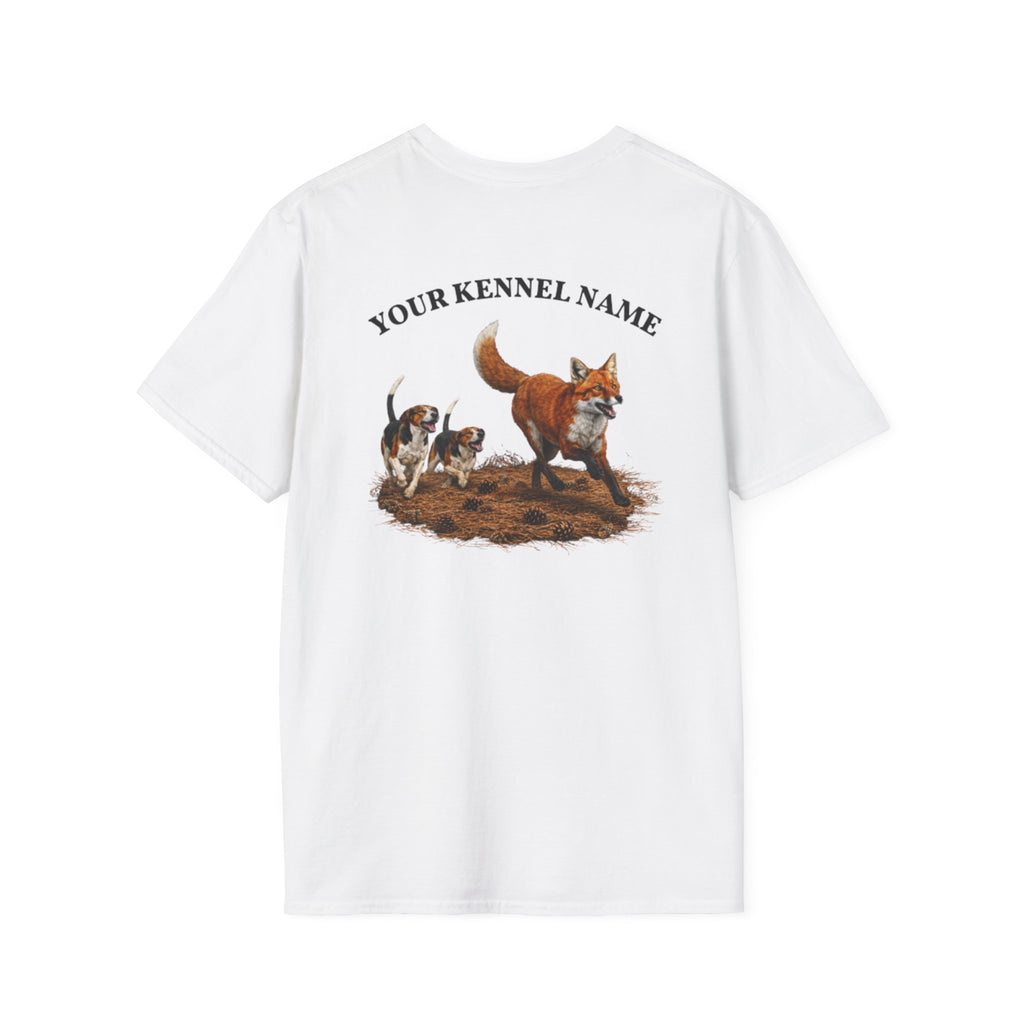 Hounds Chasing Fox on Pine Straw - Custom Kennel T-Shirts